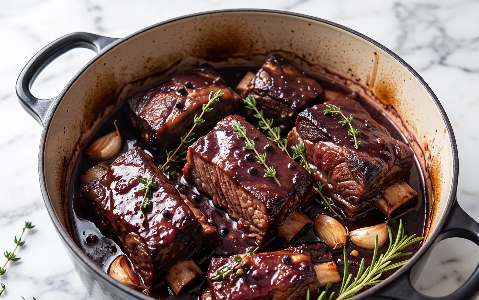 Red Grape Juice Braised Short Ribs Dutch Oven