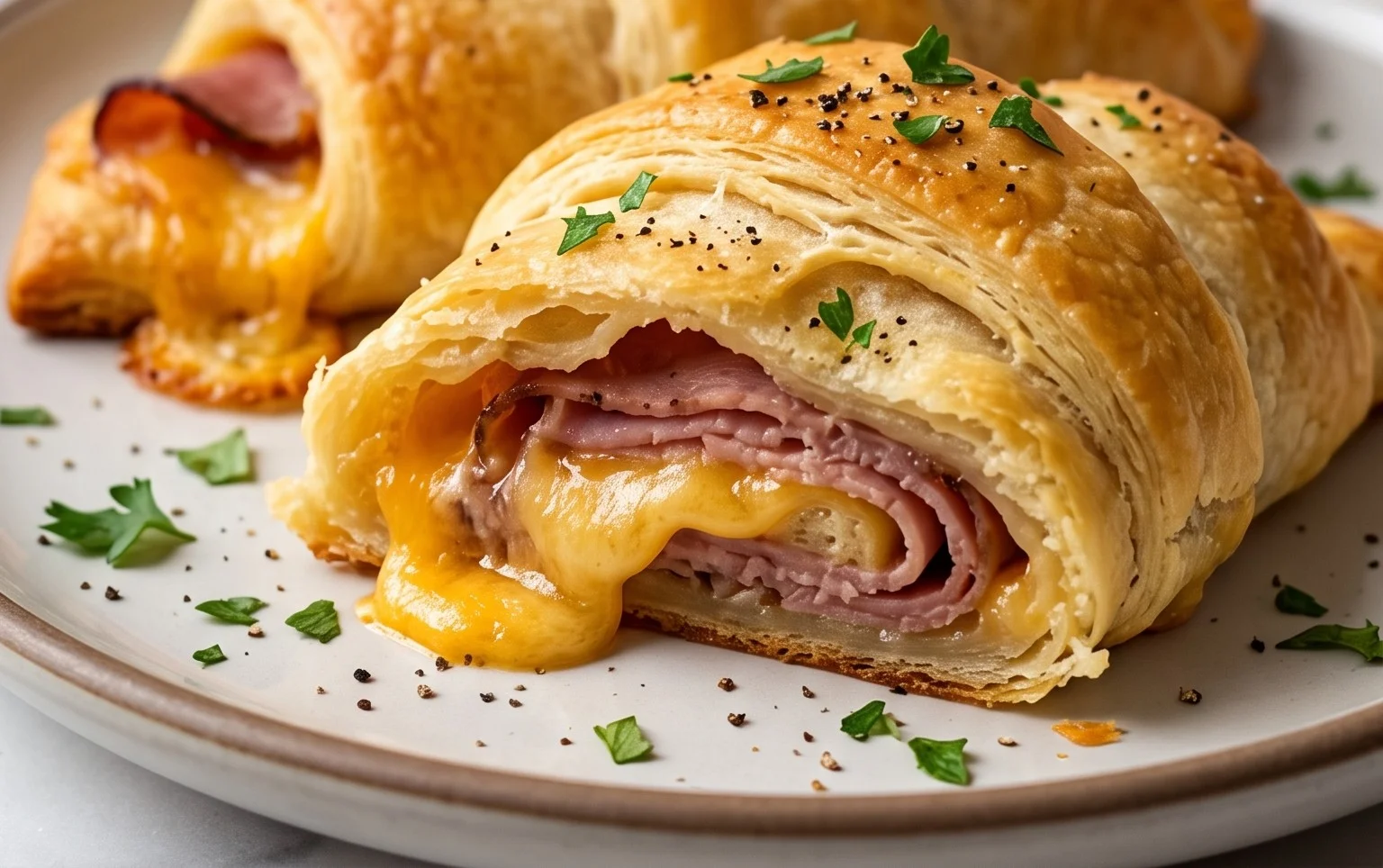 Beef Ham & Cheddar Crescent Roll-Ups