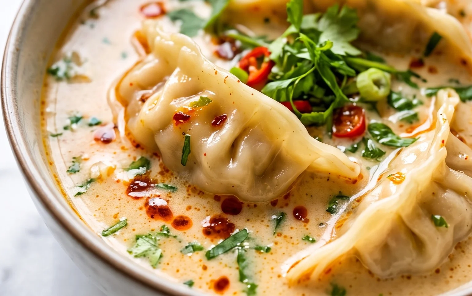 Thai Coconut Potsticker Soup