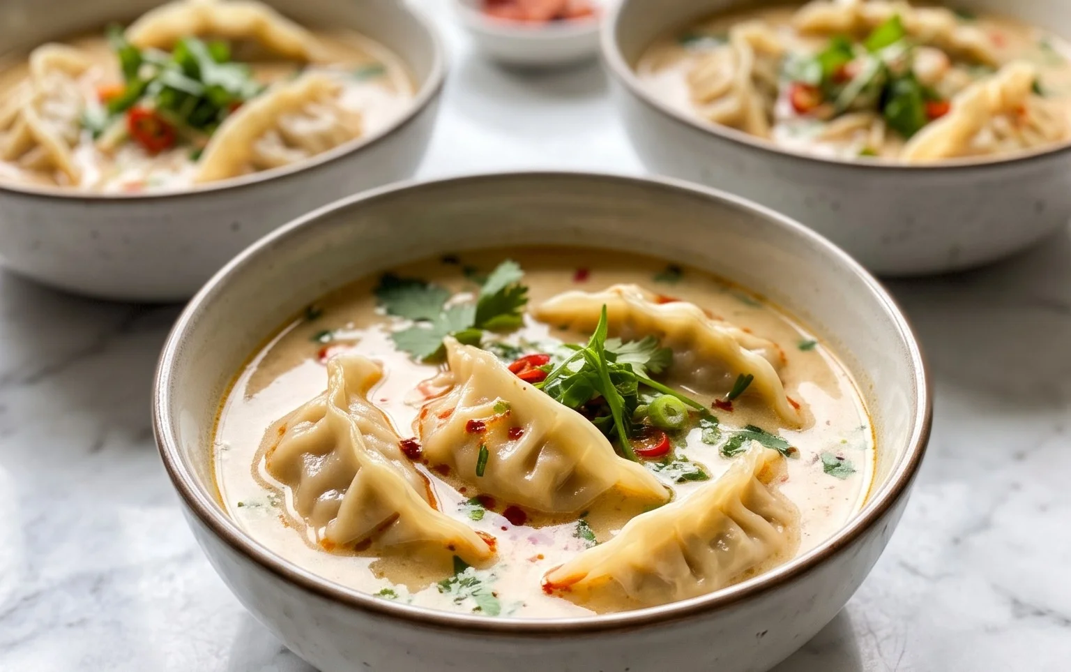 Easy Thai Coconut Potsticker Soup Recipe